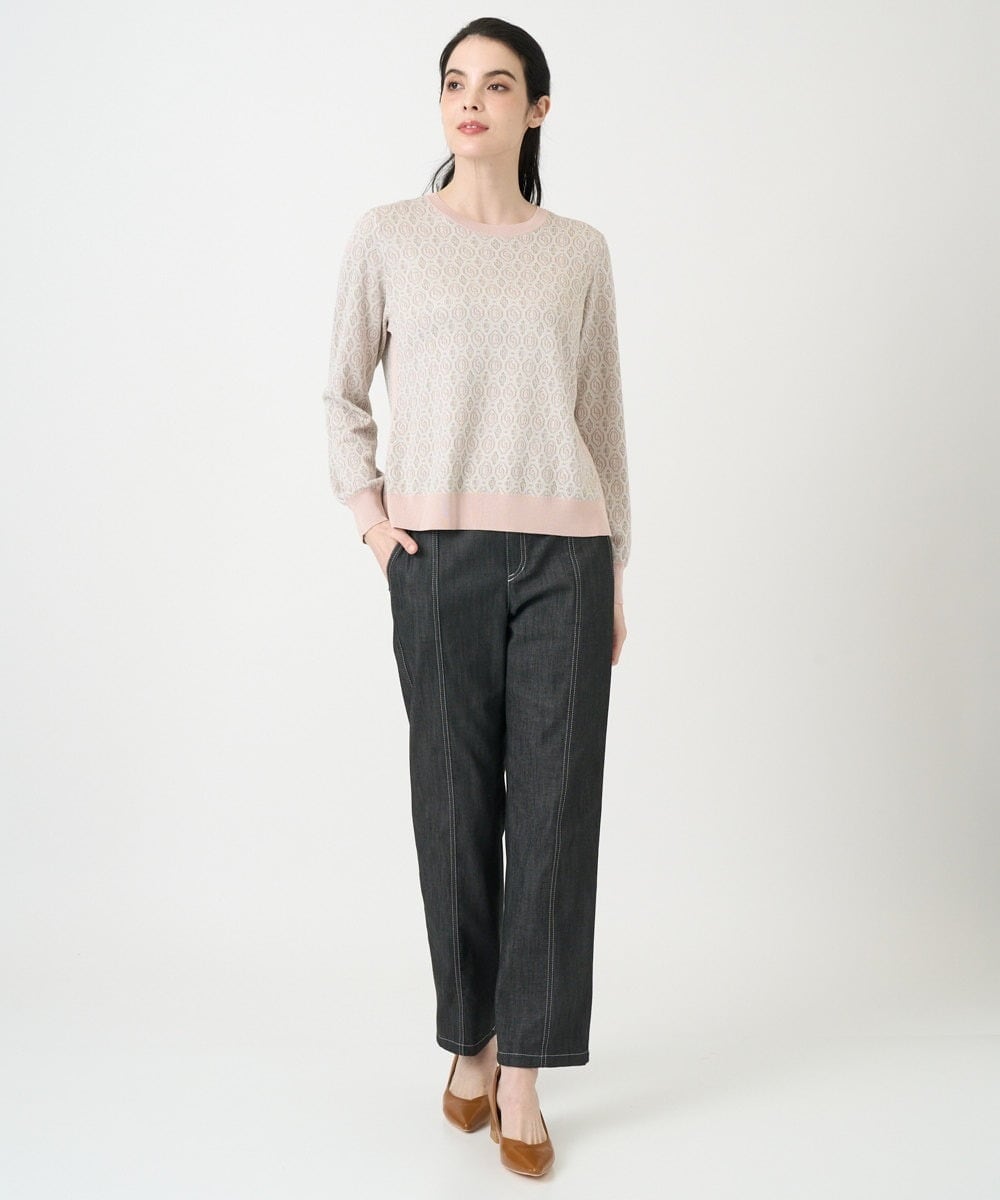 PJFEE13360 CHRISTIAN AUJARD Lサイズ(クリスチャン・オジャール Lサイズ) 【大きいサイズ】ジオメトリックジャカードニット ピンク