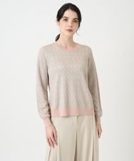 PJFEE13360 CHRISTIAN AUJARD Lサイズ(クリスチャン・オジャール Lサイズ) 【大きいサイズ】ジオメトリックジャカードニット ピンク