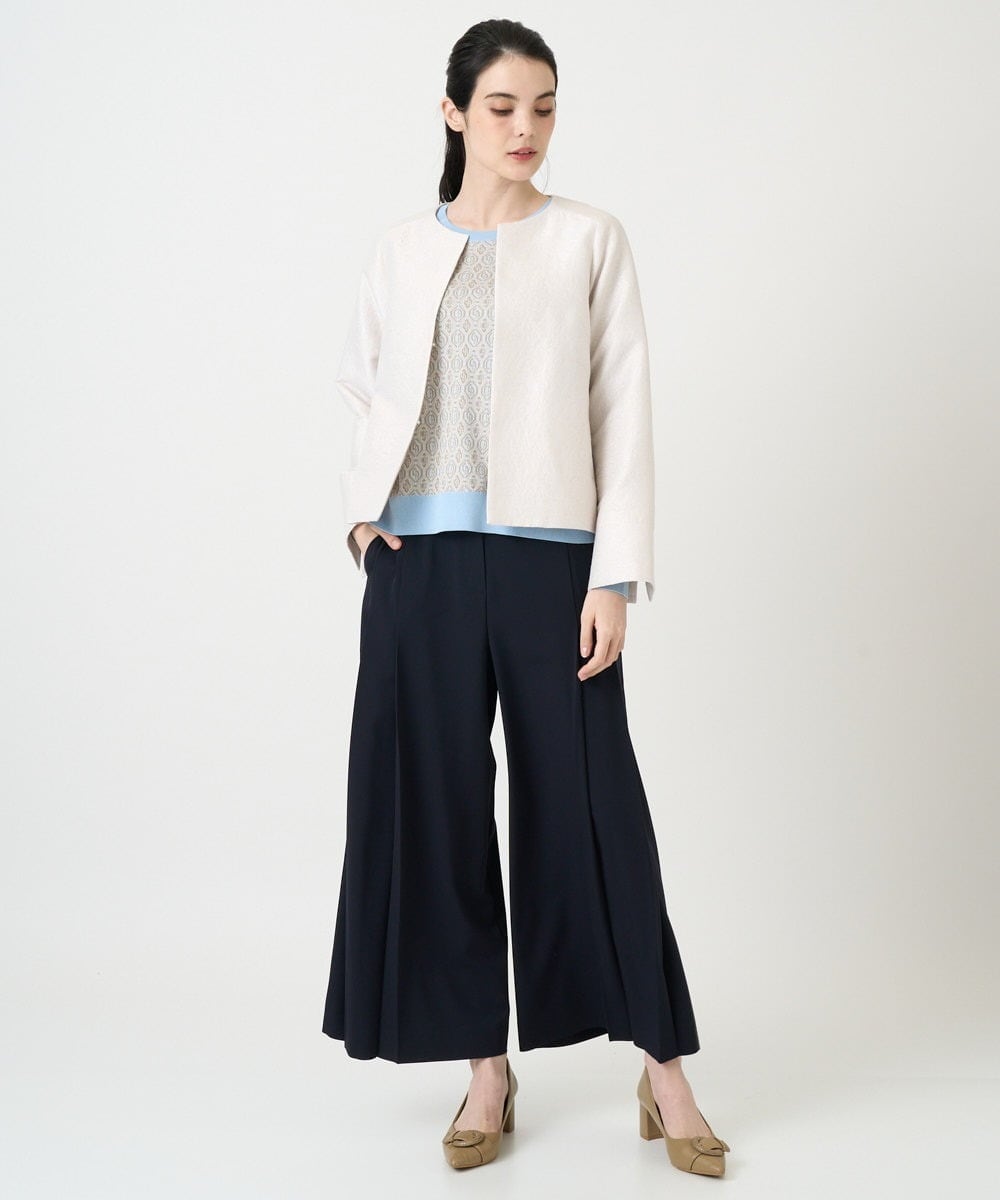 PJFEE13360 CHRISTIAN AUJARD Lサイズ(クリスチャン・オジャール Lサイズ) 【大きいサイズ】ジオメトリックジャカードニット ライトブルー