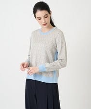 PJFEE13360 CHRISTIAN AUJARD Lサイズ(クリスチャン・オジャール Lサイズ) 【大きいサイズ】ジオメトリックジャカードニット ライトブルー