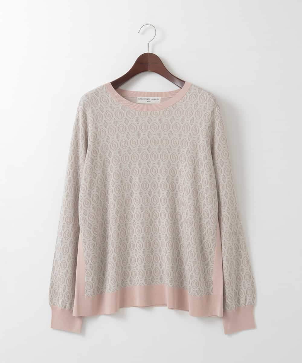 PJFEE13360 CHRISTIAN AUJARD Lサイズ(クリスチャン・オジャール Lサイズ) 【大きいサイズ】ジオメトリックジャカードニット ピンク