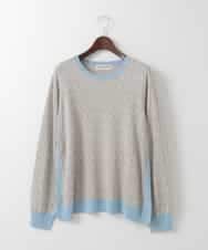 PJFEE13360 CHRISTIAN AUJARD Lサイズ(クリスチャン・オジャール Lサイズ) 【大きいサイズ】ジオメトリックジャカードニット ライトブルー