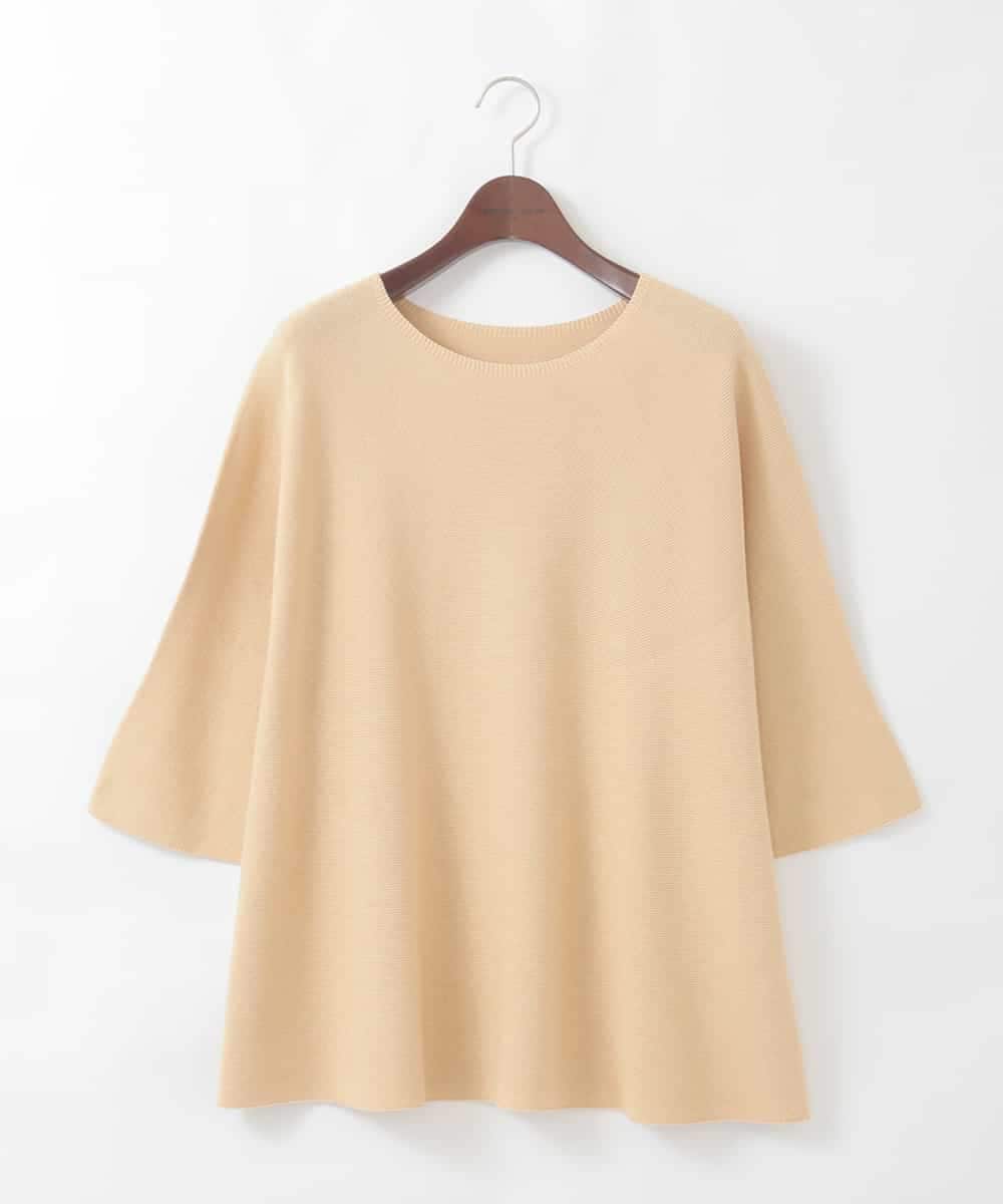 PJFGD22320 CHRISTIAN AUJARD Lサイズ(クリスチャン・オジャール Lサイズ) 【大きいサイズ】リネンライクホールガーメントニット マスタード