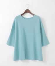 PJFGD22320 CHRISTIAN AUJARD Lサイズ(クリスチャン・オジャール Lサイズ) 【大きいサイズ】リネンライクホールガーメントニット ライトブルー