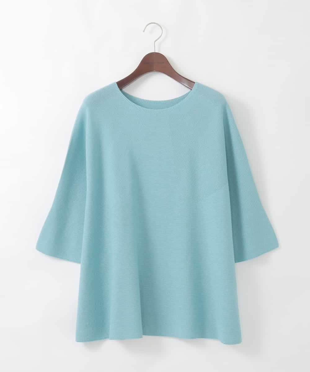 PJFGD22320 CHRISTIAN AUJARD Lサイズ(クリスチャン・オジャール Lサイズ) 【大きいサイズ】リネンライクホールガーメントニット ライトブルー