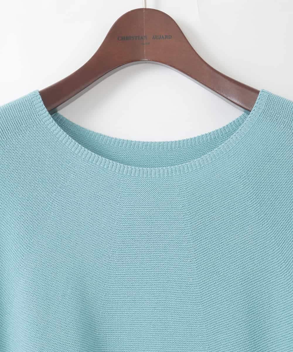 PJFGD22320 CHRISTIAN AUJARD Lサイズ(クリスチャン・オジャール Lサイズ) 【大きいサイズ】リネンライクホールガーメントニット ライトブルー