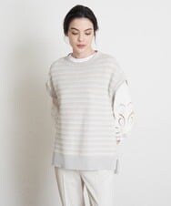 PJFGS09360 CHRISTIAN AUJARD Lサイズ(クリスチャン・オジャール Lサイズ) タックジャカードニットベスト ライトグレー