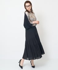 PJFHW32330 CHRISTIAN AUJARD Lサイズ(クリスチャン・オジャール Lサイズ) [接触冷感･ドライタッチ]ニットドッキングプリントトップス ブラック×ブラウン系
