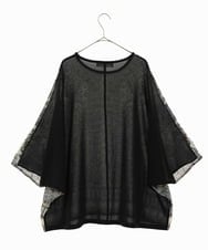 PJFHW32330 CHRISTIAN AUJARD Lサイズ(クリスチャン・オジャール Lサイズ) [接触冷感･ドライタッチ]ニットドッキングプリントトップス ブラック×ブラウン系