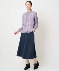 PJHAD01480 CHRISTIAN AUJARD Lサイズ(クリスチャン・オジャール Lサイズ) 【大きいサイズ/セットアップ対応】オリジナルジャガードスカート ネイビー