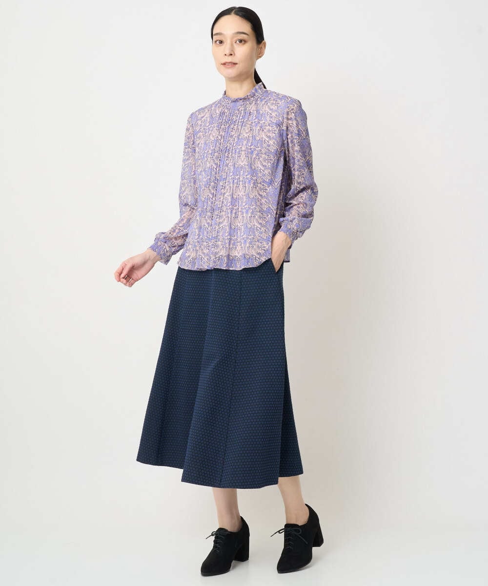 PJHAD01480 CHRISTIAN AUJARD Lサイズ(クリスチャン・オジャール Lサイズ) 【大きいサイズ/セットアップ対応】オリジナルジャガードスカート ネイビー