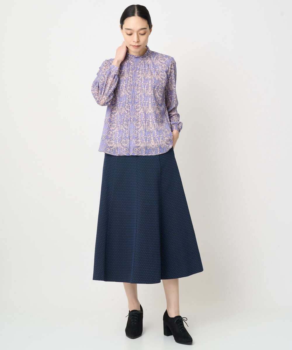 PJHAD01480 CHRISTIAN AUJARD Lサイズ(クリスチャン・オジャール Lサイズ) 【大きいサイズ/セットアップ対応】オリジナルジャガードスカート ネイビー