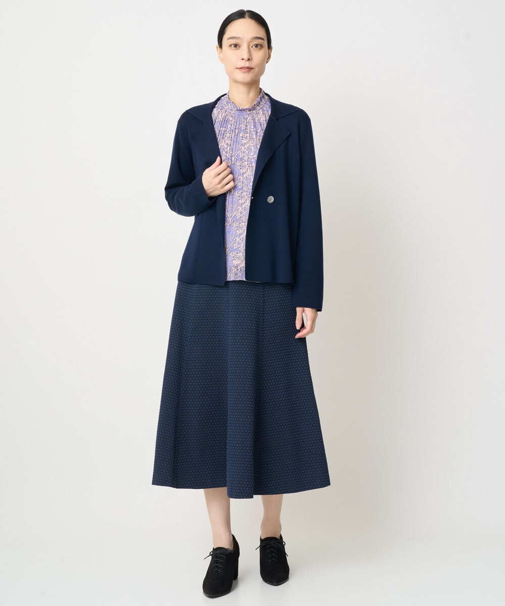 PJHAD01480 CHRISTIAN AUJARD Lサイズ(クリスチャン・オジャール Lサイズ) 【大きいサイズ/セットアップ対応】オリジナルジャガードスカート ネイビー