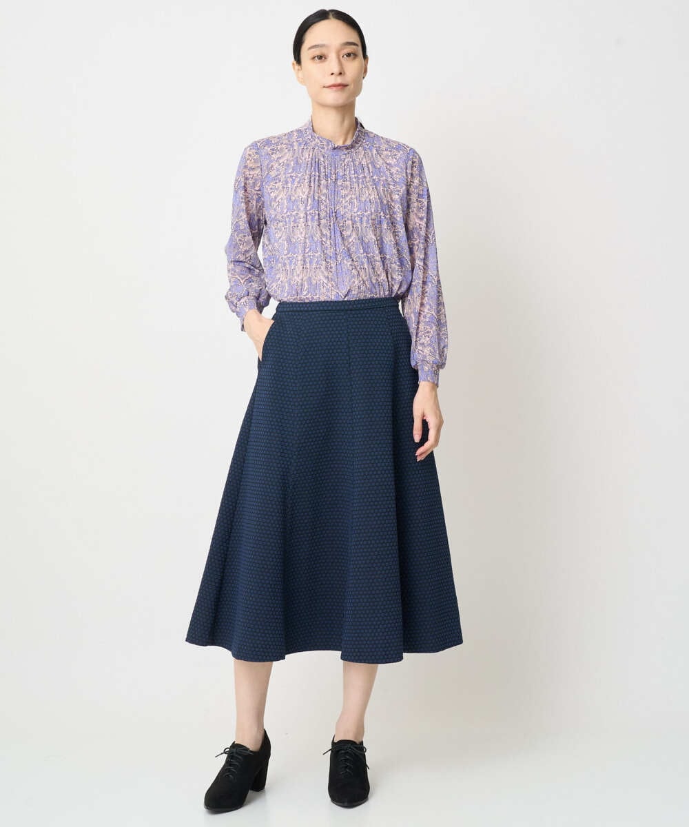 PJHAD01480 CHRISTIAN AUJARD Lサイズ(クリスチャン・オジャール Lサイズ) 【大きいサイズ/セットアップ対応】オリジナルジャガードスカート ネイビー