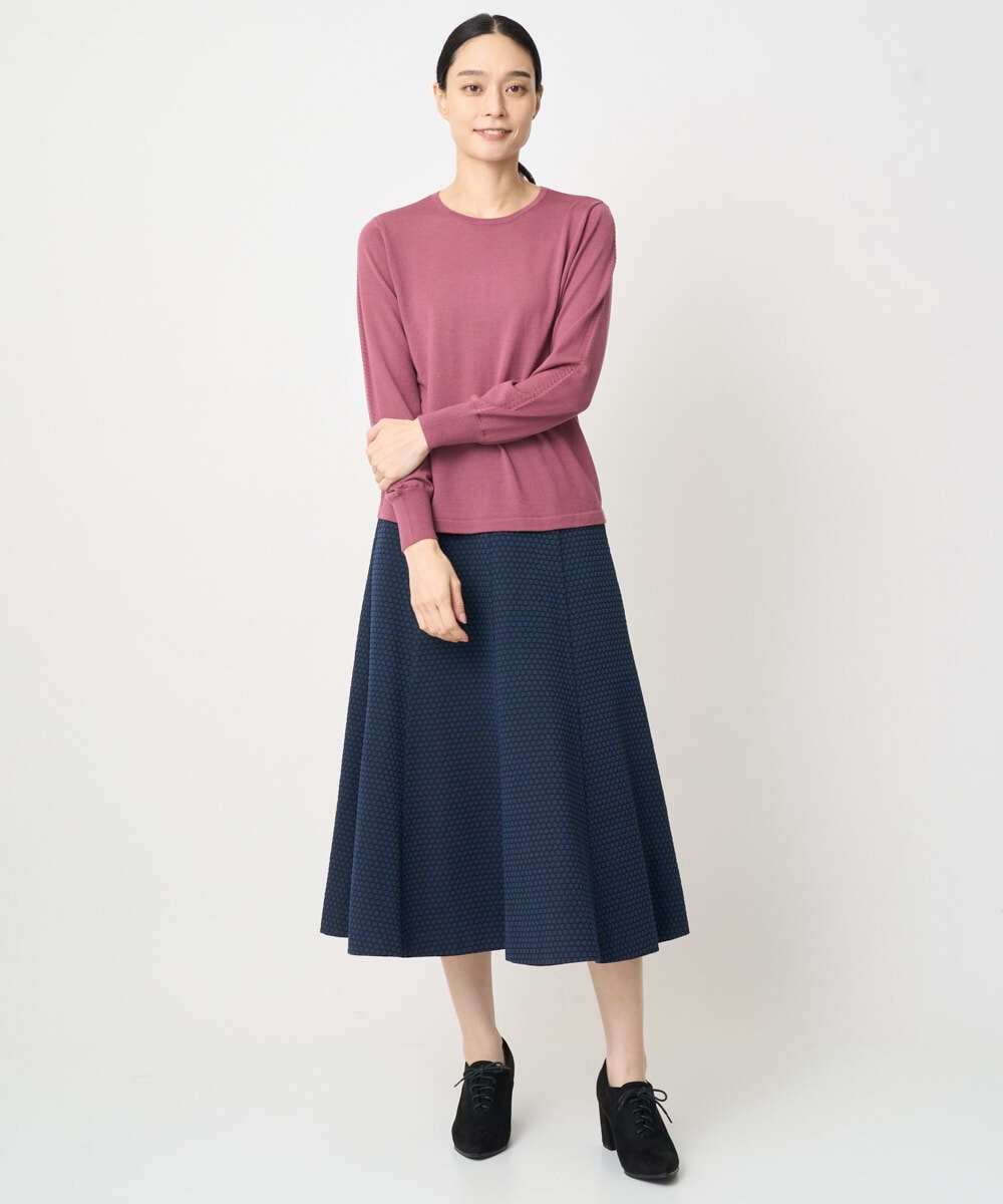 PJHAD01480 CHRISTIAN AUJARD Lサイズ(クリスチャン・オジャール Lサイズ) 【大きいサイズ/セットアップ対応】オリジナルジャガードスカート ネイビー