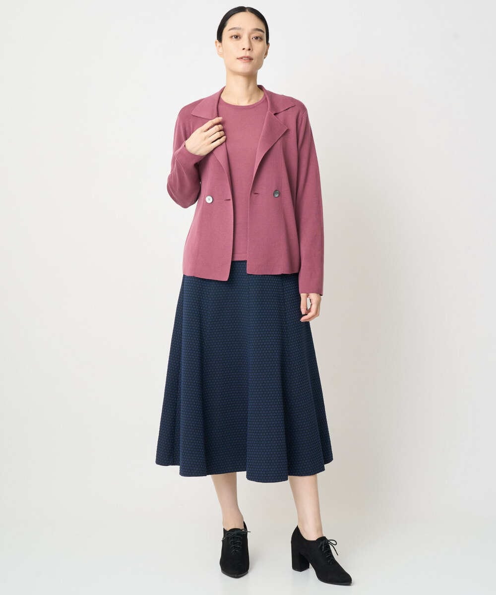 PJHAD01480 CHRISTIAN AUJARD Lサイズ(クリスチャン・オジャール Lサイズ) 【大きいサイズ/セットアップ対応】オリジナルジャガードスカート ネイビー