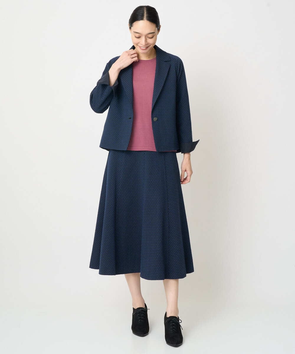 PJHAD01480 CHRISTIAN AUJARD Lサイズ(クリスチャン・オジャール Lサイズ) 【大きいサイズ/セットアップ対応】オリジナルジャガードスカート ネイビー