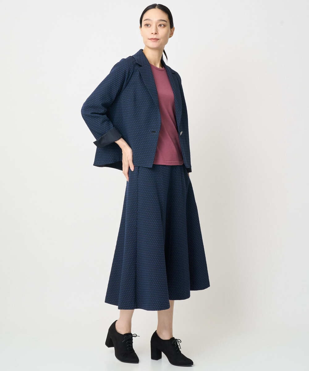 PJHAD01480 CHRISTIAN AUJARD Lサイズ(クリスチャン・オジャール Lサイズ) 【大きいサイズ/セットアップ対応】オリジナルジャガードスカート ネイビー