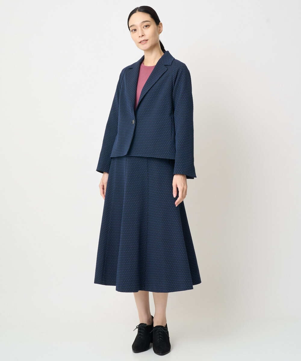 PJHAD01480 CHRISTIAN AUJARD Lサイズ(クリスチャン・オジャール Lサイズ) 【大きいサイズ/セットアップ対応】オリジナルジャガードスカート ネイビー