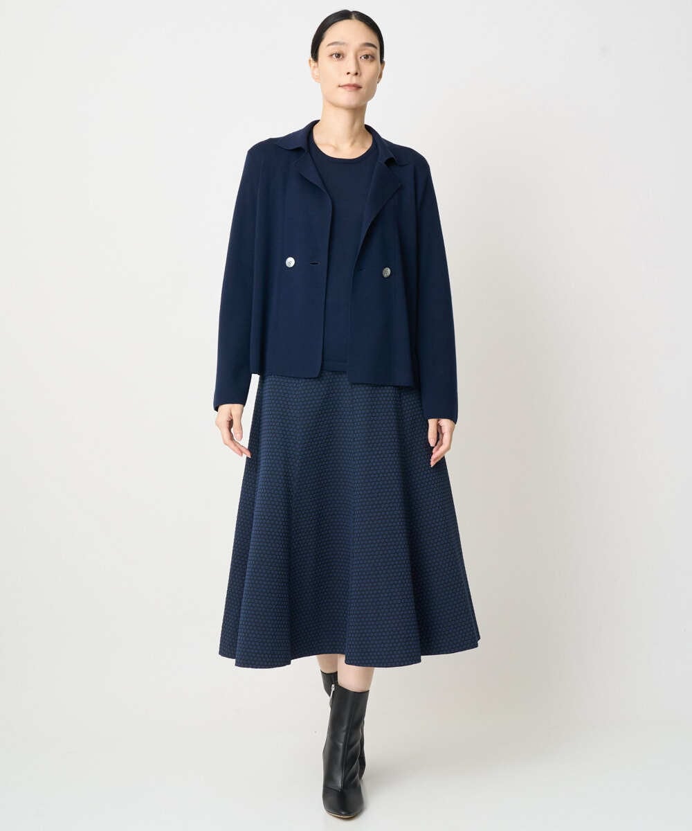 PJHAD01480 CHRISTIAN AUJARD Lサイズ(クリスチャン・オジャール Lサイズ) 【大きいサイズ/セットアップ対応】オリジナルジャガードスカート ネイビー