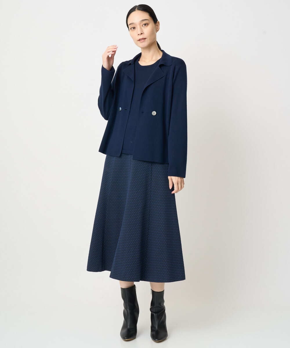 PJHAD01480 CHRISTIAN AUJARD Lサイズ(クリスチャン・オジャール Lサイズ) 【大きいサイズ/セットアップ対応】オリジナルジャガードスカート ネイビー