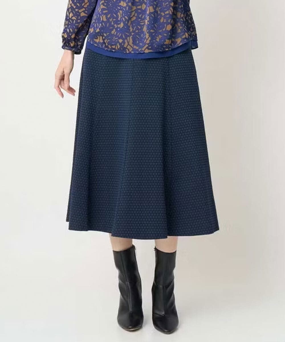 PJHAD01480 CHRISTIAN AUJARD Lサイズ(クリスチャン・オジャール Lサイズ) 【大きいサイズ/セットアップ対応】オリジナルジャガードスカート ネイビー