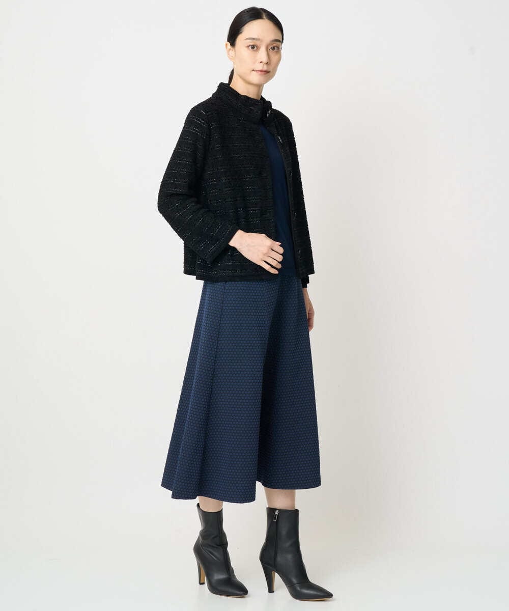 PJHAD01480 CHRISTIAN AUJARD Lサイズ(クリスチャン・オジャール Lサイズ) 【大きいサイズ/セットアップ対応】オリジナルジャガードスカート ネイビー