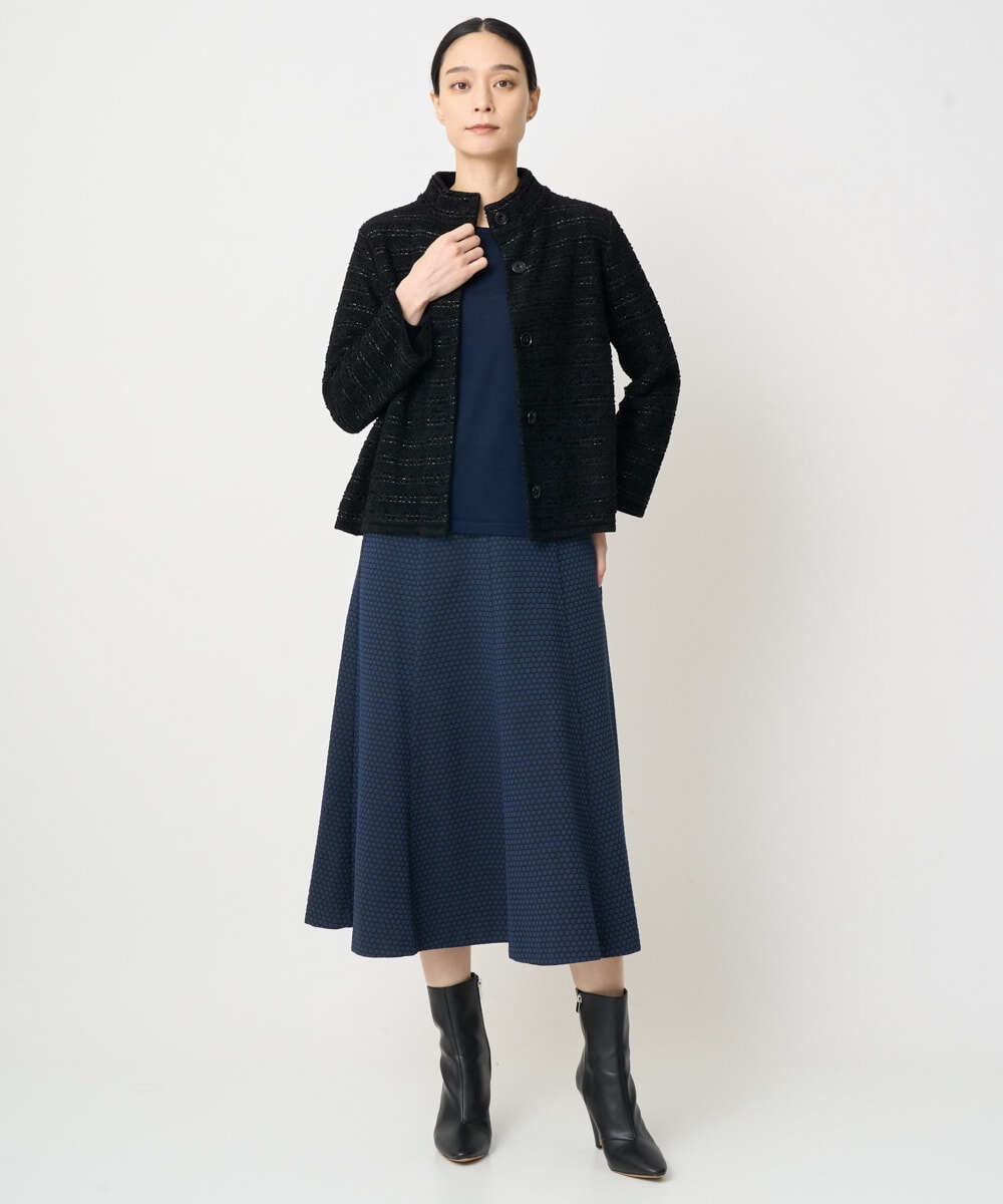 PJHAD01480 CHRISTIAN AUJARD Lサイズ(クリスチャン・オジャール Lサイズ) 【大きいサイズ/セットアップ対応】オリジナルジャガードスカート ネイビー