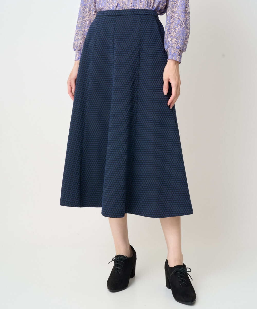 PJHAD01480 CHRISTIAN AUJARD Lサイズ(クリスチャン・オジャール Lサイズ) 【大きいサイズ/セットアップ対応】オリジナルジャガードスカート ネイビー