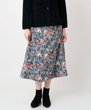 PJHAD16480 CHRISTIAN AUJARD Lサイズ(クリスチャン・オジャール Lサイズ) 【大きいサイズ/セットアップ対応】ゴブランフラワープリントスカート ブルー系