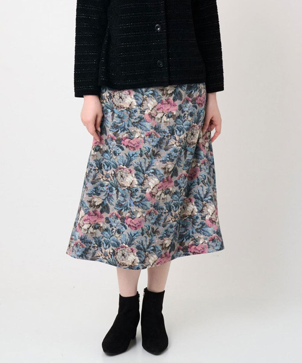 PJHAD16480 CHRISTIAN AUJARD Lサイズ 【大きいサイズ/セットアップ対応】ゴブランフラワープリントスカート