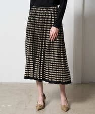 PJHAD36520 CHRISTIAN AUJARD Lサイズ(クリスチャン・オジャール Lサイズ) 【大きいサイズ】ジャガードニットスカート ブラック×ベージュ