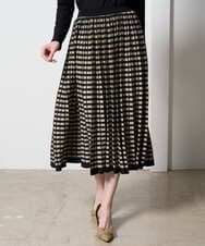 PJHAD36520 CHRISTIAN AUJARD Lサイズ(クリスチャン・オジャール Lサイズ) 【大きいサイズ】ジャガードニットスカート ブラック×ベージュ