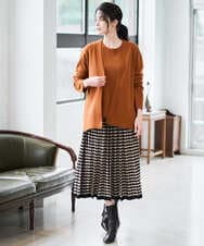 PJHAD36520 CHRISTIAN AUJARD Lサイズ(クリスチャン・オジャール Lサイズ) 【大きいサイズ】ジャガードニットスカート ブラック×ベージュ