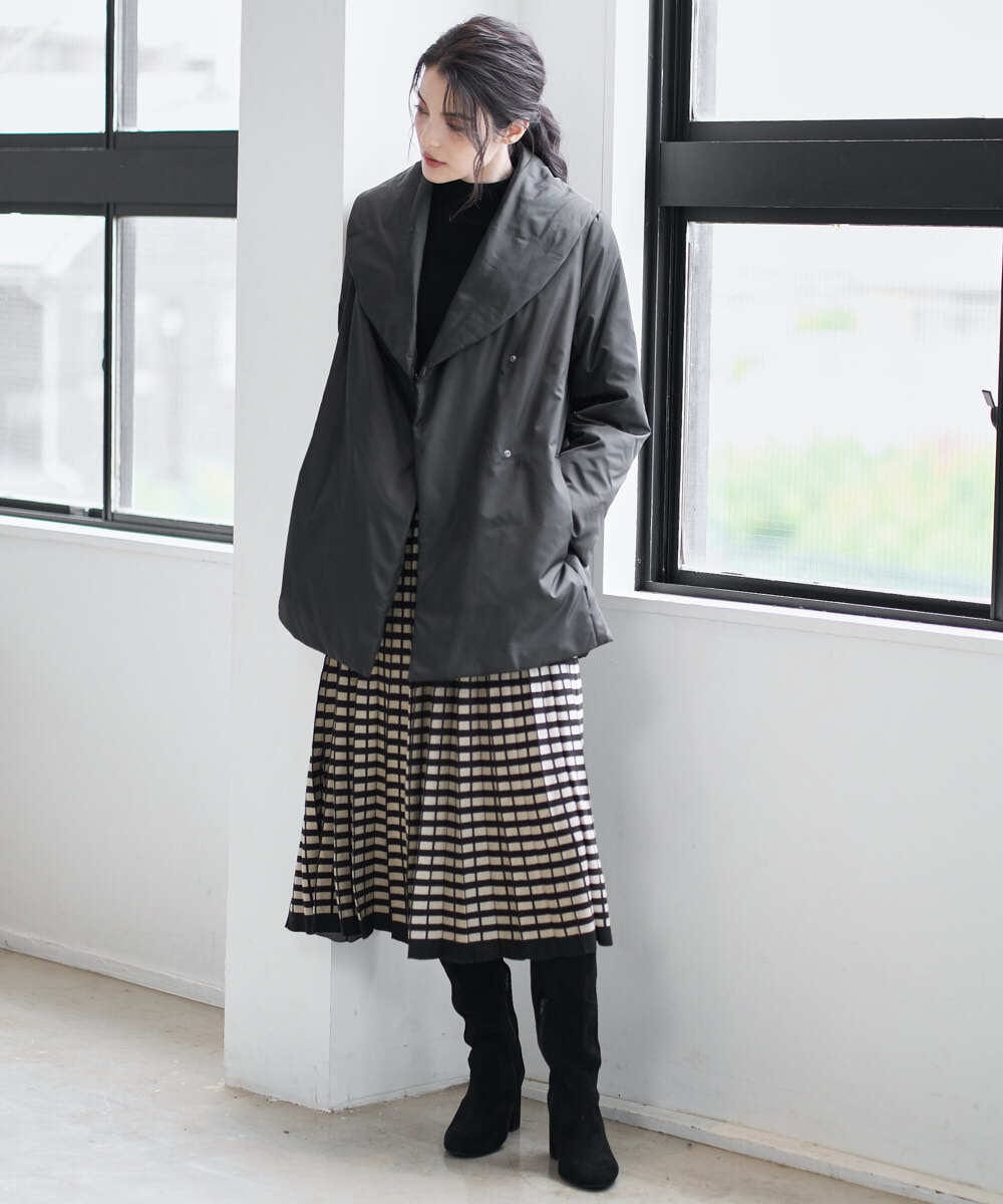 PJHAD36520 CHRISTIAN AUJARD Lサイズ(クリスチャン・オジャール Lサイズ) 【大きいサイズ】ジャガードニットスカート ブラック×ベージュ