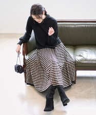 PJHAD36520 CHRISTIAN AUJARD Lサイズ(クリスチャン・オジャール Lサイズ) 【大きいサイズ】ジャガードニットスカート ブラック×ベージュ