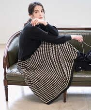 PJHAD36520 CHRISTIAN AUJARD Lサイズ(クリスチャン・オジャール Lサイズ) 【大きいサイズ】ジャガードニットスカート ブラック×ベージュ