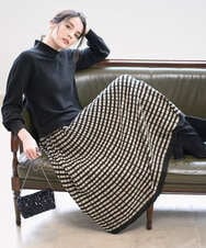 PJHAD36520 CHRISTIAN AUJARD Lサイズ(クリスチャン・オジャール Lサイズ) 【大きいサイズ】ジャガードニットスカート ブラック×ベージュ