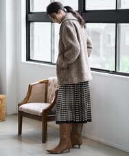 PJHAD36520 CHRISTIAN AUJARD Lサイズ(クリスチャン・オジャール Lサイズ) 【大きいサイズ】ジャガードニットスカート ブラック×ベージュ