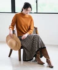 PJHAD36520 CHRISTIAN AUJARD Lサイズ(クリスチャン・オジャール Lサイズ) 【大きいサイズ】ジャガードニットスカート ブラック×ベージュ