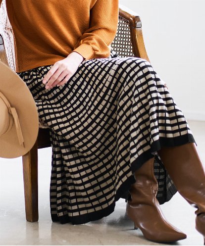 PJHAD36520 CHRISTIAN AUJARD Lサイズ 【大きいサイズ】ジャガードニットスカート