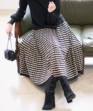 PJHAD36520 CHRISTIAN AUJARD Lサイズ(クリスチャン・オジャール Lサイズ) 【大きいサイズ】ジャガードニットスカート ブラック×ベージュ