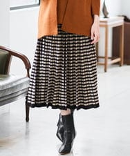 PJHAD36520 CHRISTIAN AUJARD Lサイズ(クリスチャン・オジャール Lサイズ) 【大きいサイズ】ジャガードニットスカート ブラック×ベージュ