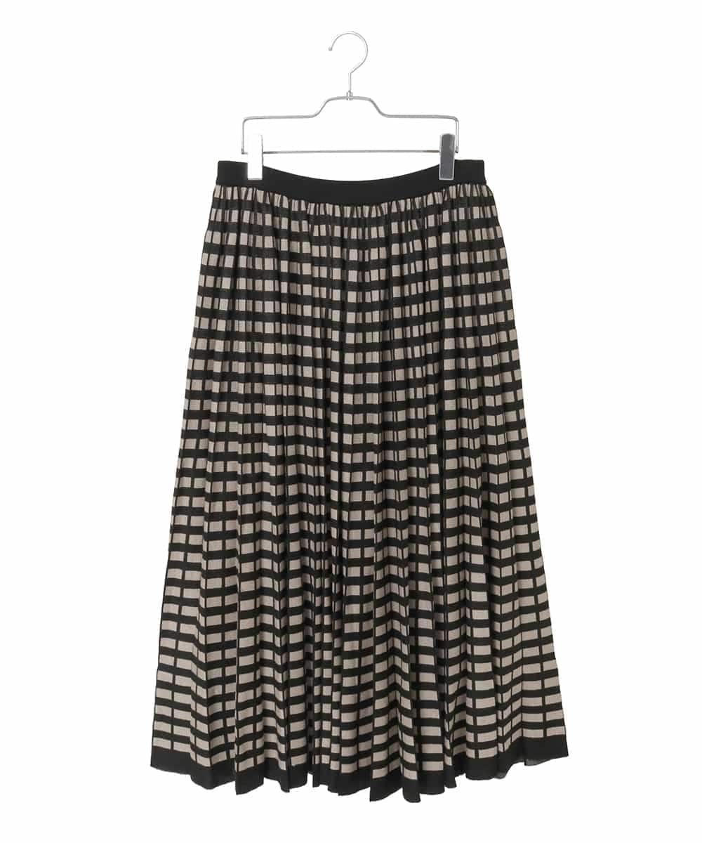 PJHAD36520 CHRISTIAN AUJARD Lサイズ(クリスチャン・オジャール Lサイズ) 【大きいサイズ】ジャガードニットスカート ブラック×ベージュ