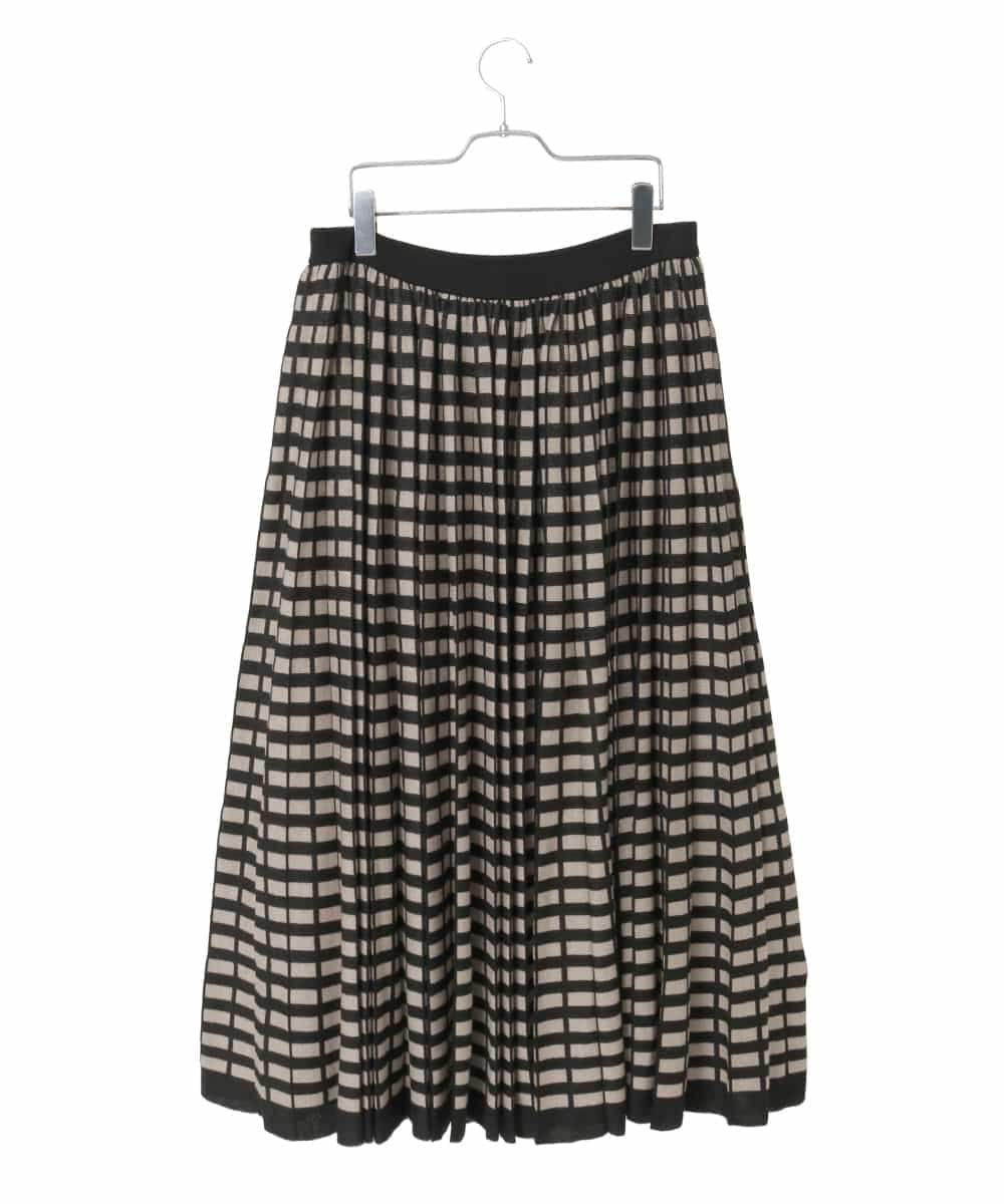 PJHAD36520 CHRISTIAN AUJARD Lサイズ(クリスチャン・オジャール Lサイズ) 【大きいサイズ】ジャガードニットスカート ブラック×ベージュ