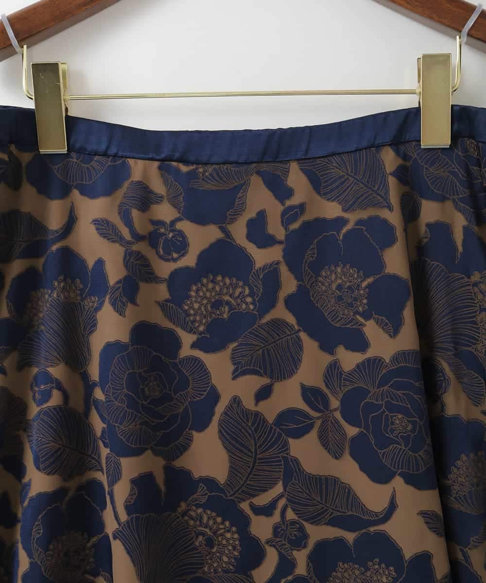 PJHAG34480 CHRISTIAN AUJARD Lサイズ(クリスチャン・オジャール Lサイズ) 【大きいサイズ/セットアップ対応】ラインオパールフラワースカート ネイビー系