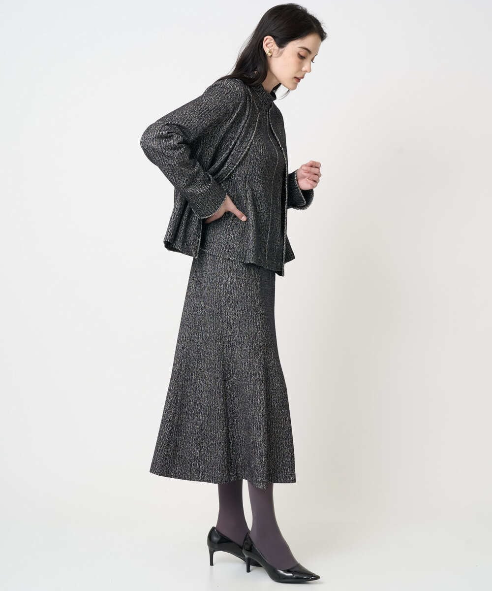 PJHCD09420 CHRISTIAN AUJARD Lサイズ(クリスチャン・オジャール Lサイズ) 【大きいサイズ/セットアップ対応】ラメジャージースカート ブラック