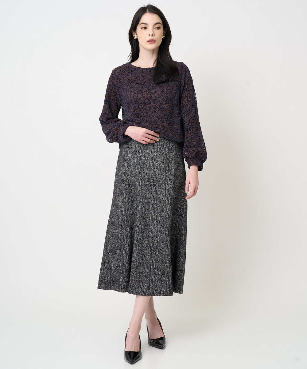 PJHCD09420 CHRISTIAN AUJARD Lサイズ(クリスチャン・オジャール Lサイズ) 【大きいサイズ/セットアップ対応】ラメジャージースカート ブラック