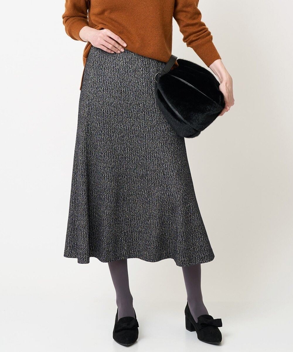 PJHCD09420 CHRISTIAN AUJARD Lサイズ(クリスチャン・オジャール Lサイズ) 【大きいサイズ/セットアップ対応】ラメジャージースカート ブラック