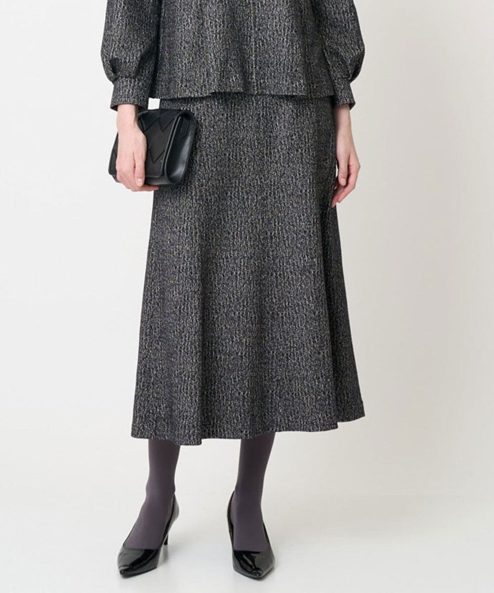 PJHCD09420 CHRISTIAN AUJARD Lサイズ(クリスチャン・オジャール Lサイズ) 【大きいサイズ/セットアップ対応】ラメジャージースカート ブラック